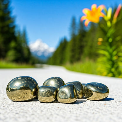 Energised Golden Pyrite Crystal Stone Tumble