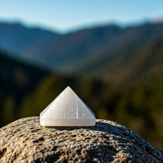 Energised Selenite Stone Pyramid