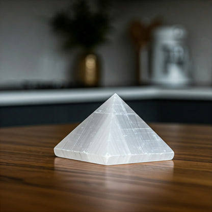 Energised Selenite Stone Pyramid