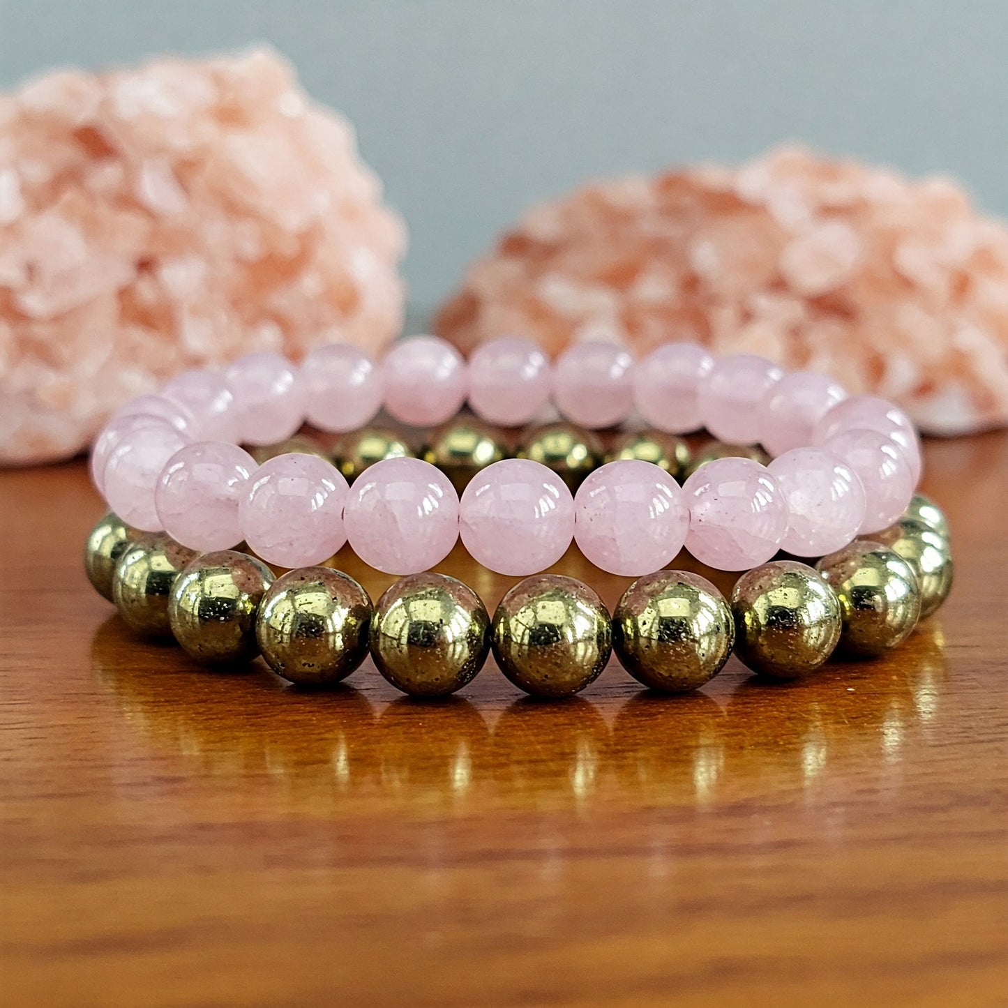 Energised Golden Pyrite &  Energised Rose Quartz Crystal Combo