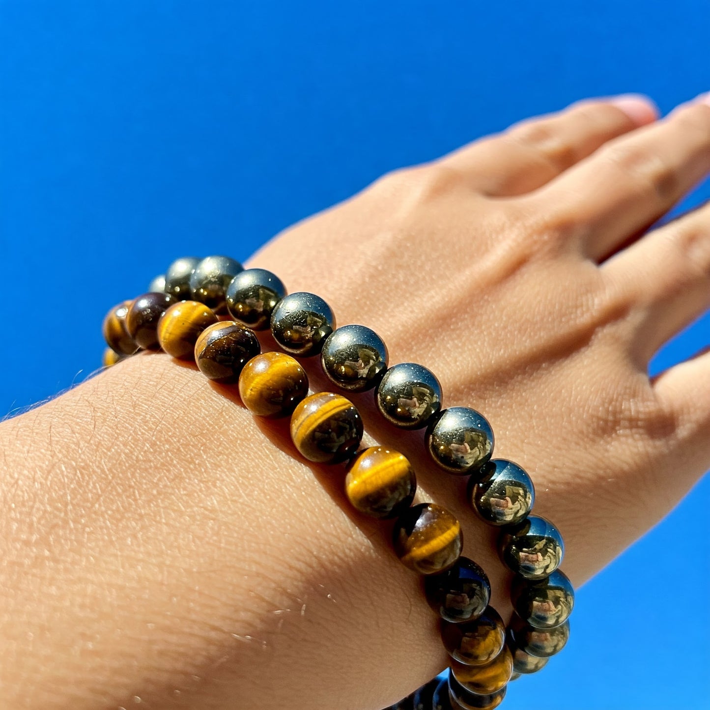 Energised Pyrite Bracelet & Energised Tiger Eye Bracelet Combo