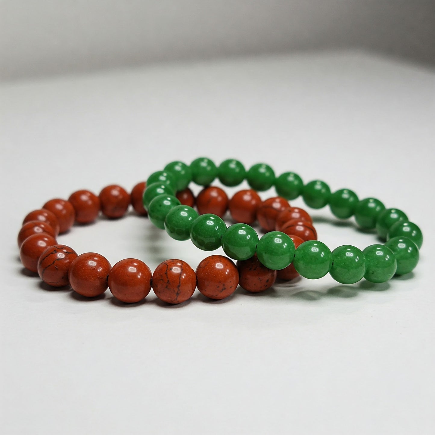 Energised Red Jasper & Energised Green Jade Bracelet Combo