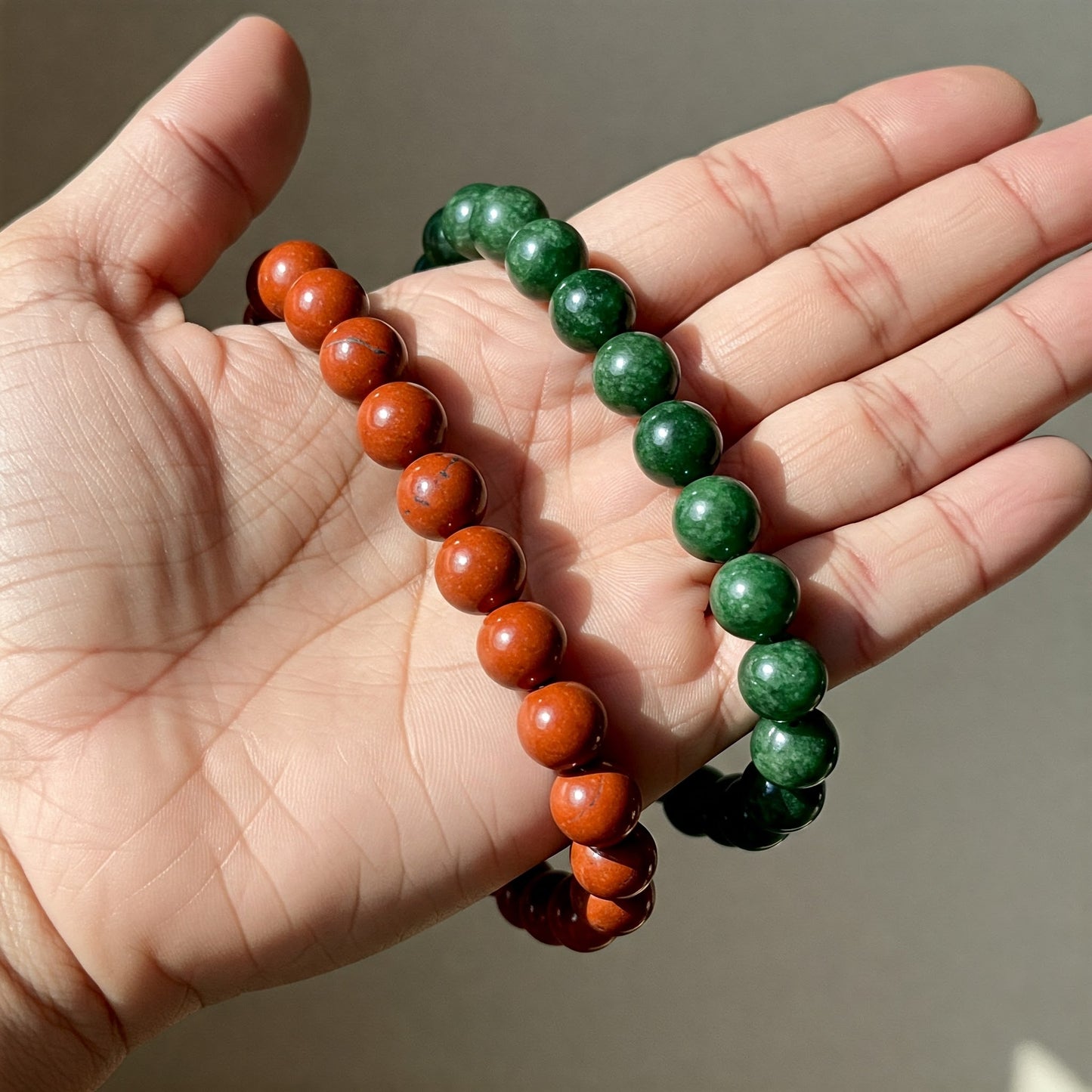 Energised Red Jasper & Energised Green Jade Bracelet Combo