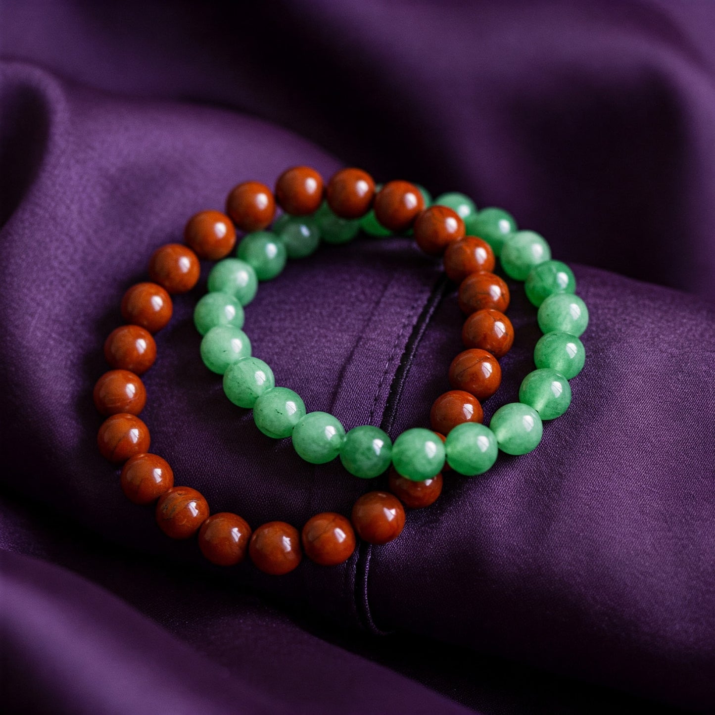 Energised Red Jasper & Energised Green Jade Bracelet Combo