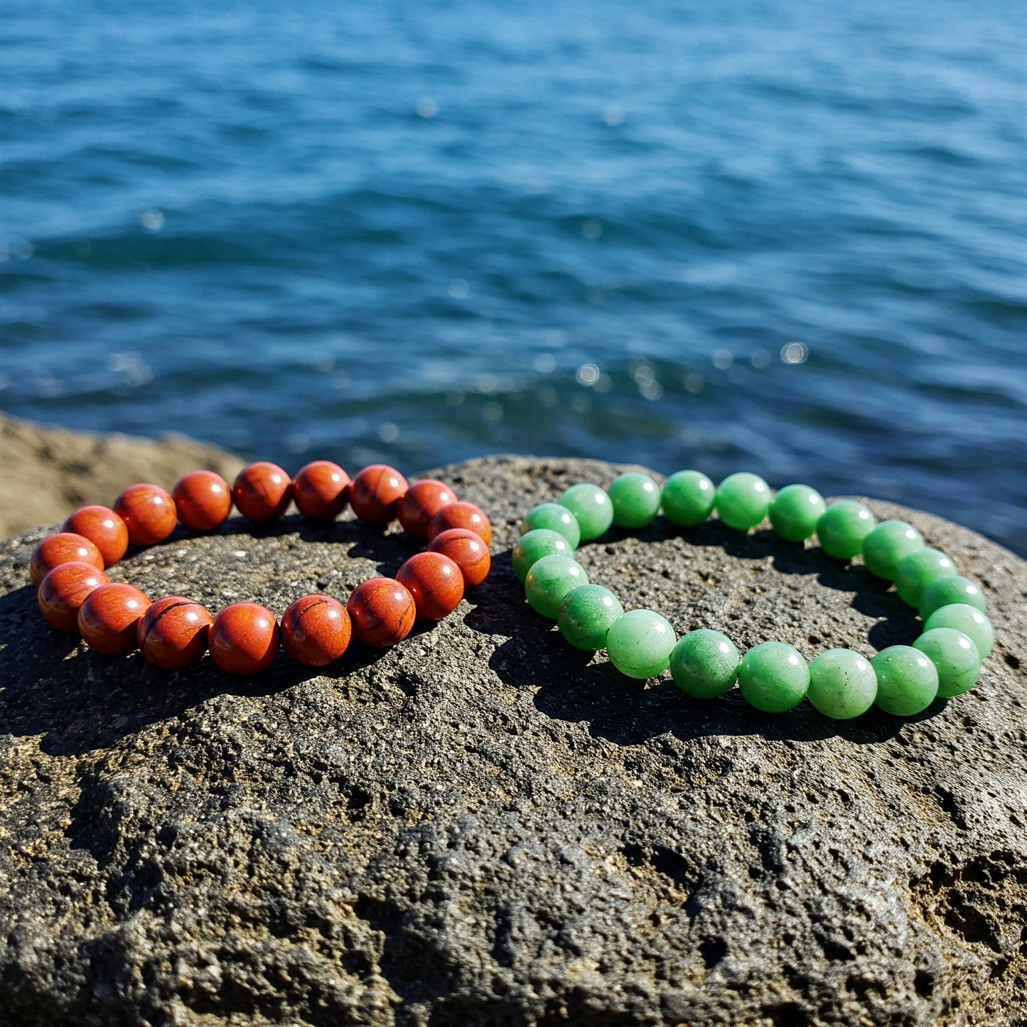 Energised Red Jasper & Energised Green Jade Bracelet Combo