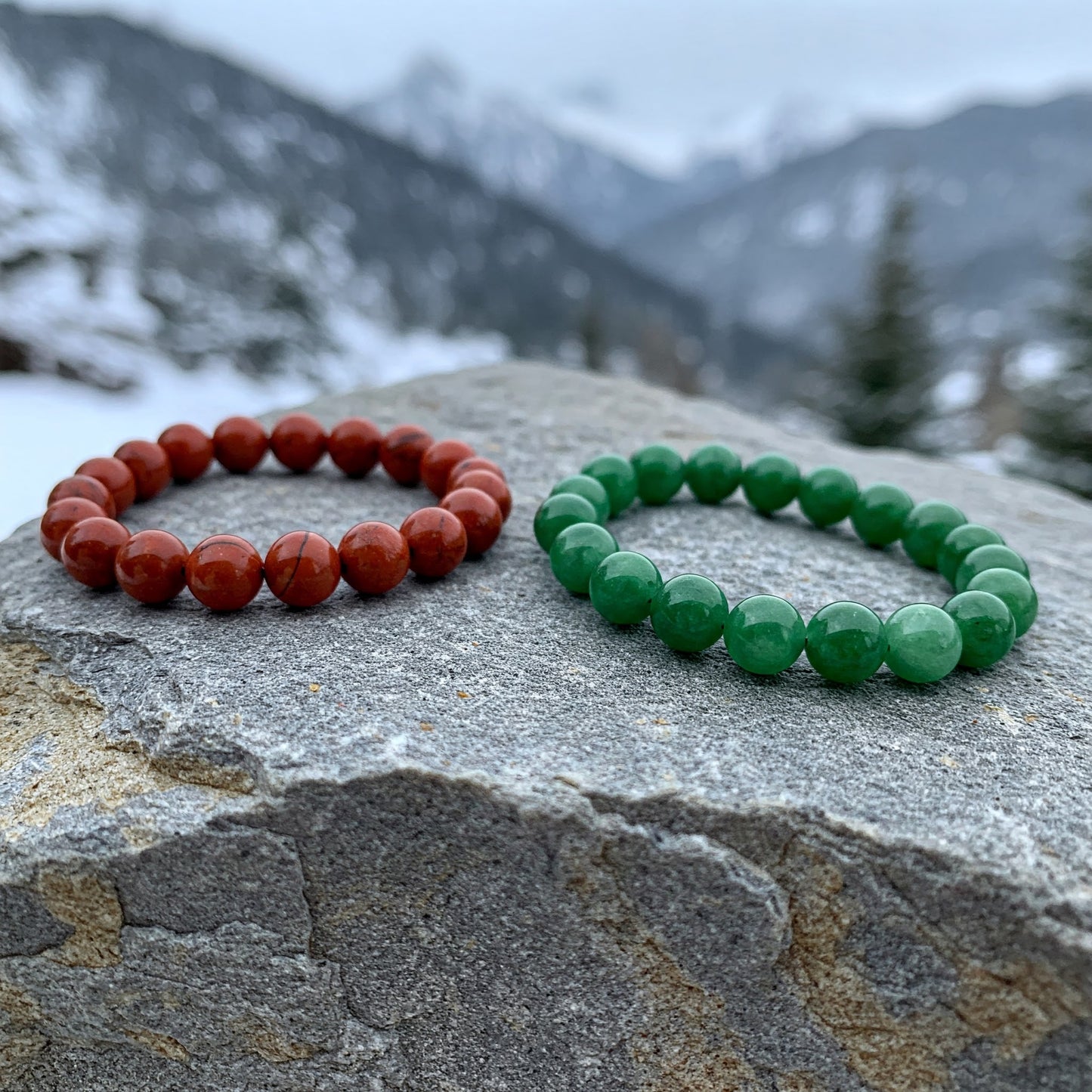 Energised Red Jasper & Energised Green Jade Bracelet Combo