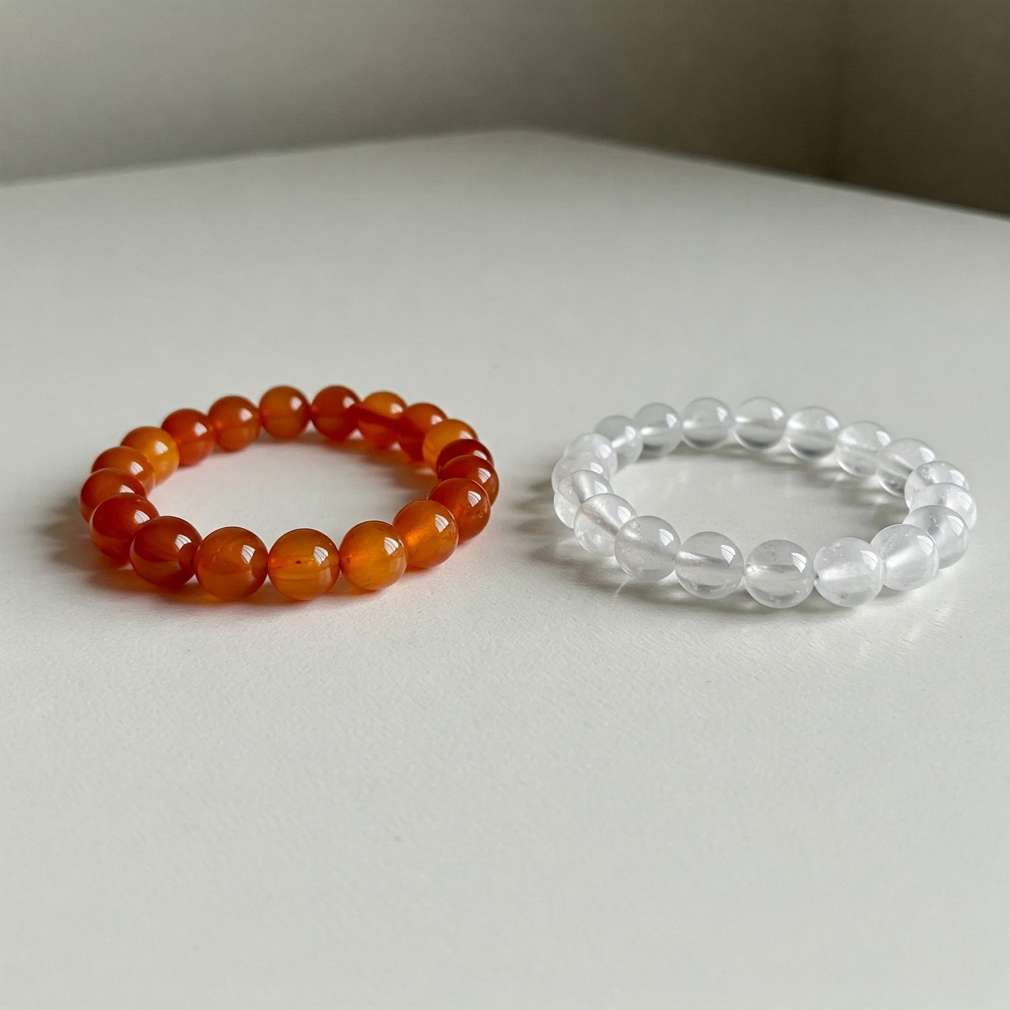 Energised Selenite & Energised Carnelian Bracelet Combo