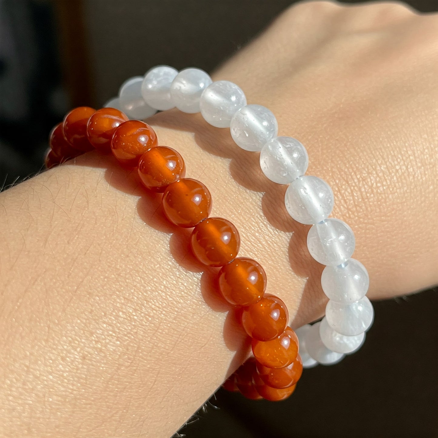 Energised Selenite & Energised Carnelian Bracelet Combo