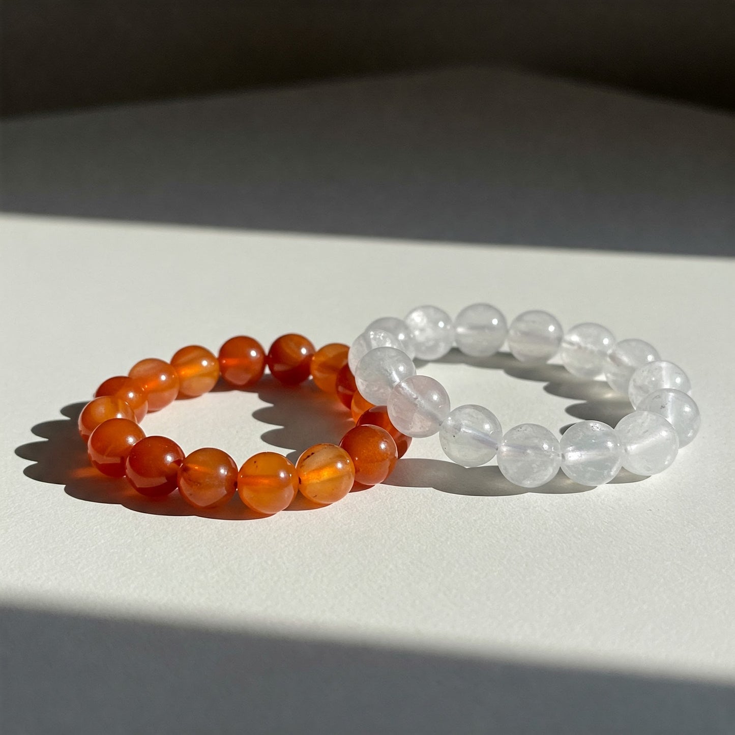 Energised Selenite & Energised Carnelian Bracelet Combo