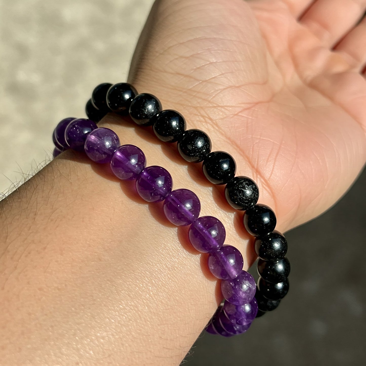 Energised Amethyst Bracelet & Energised Black Tourmaline Bracelet Combo