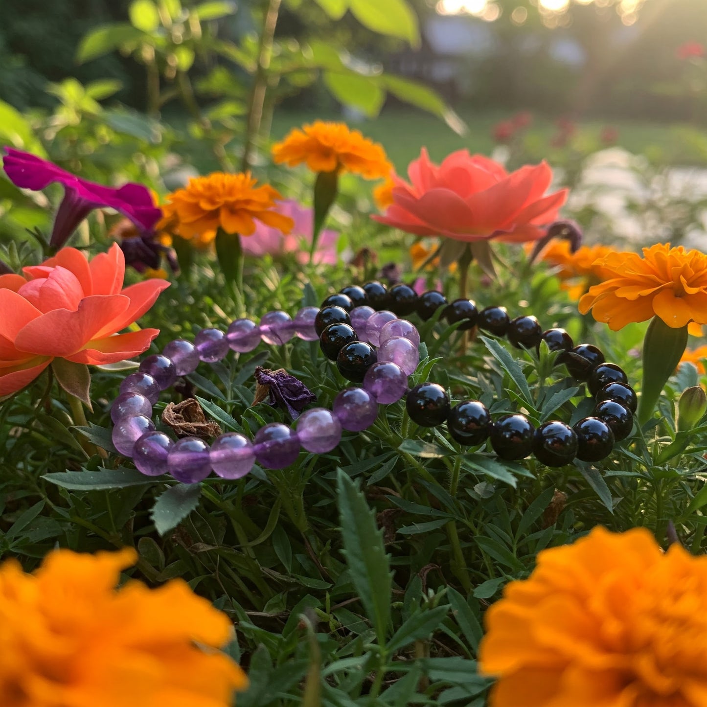 Energised Amethyst Bracelet & Energised Black Tourmaline Bracelet Combo