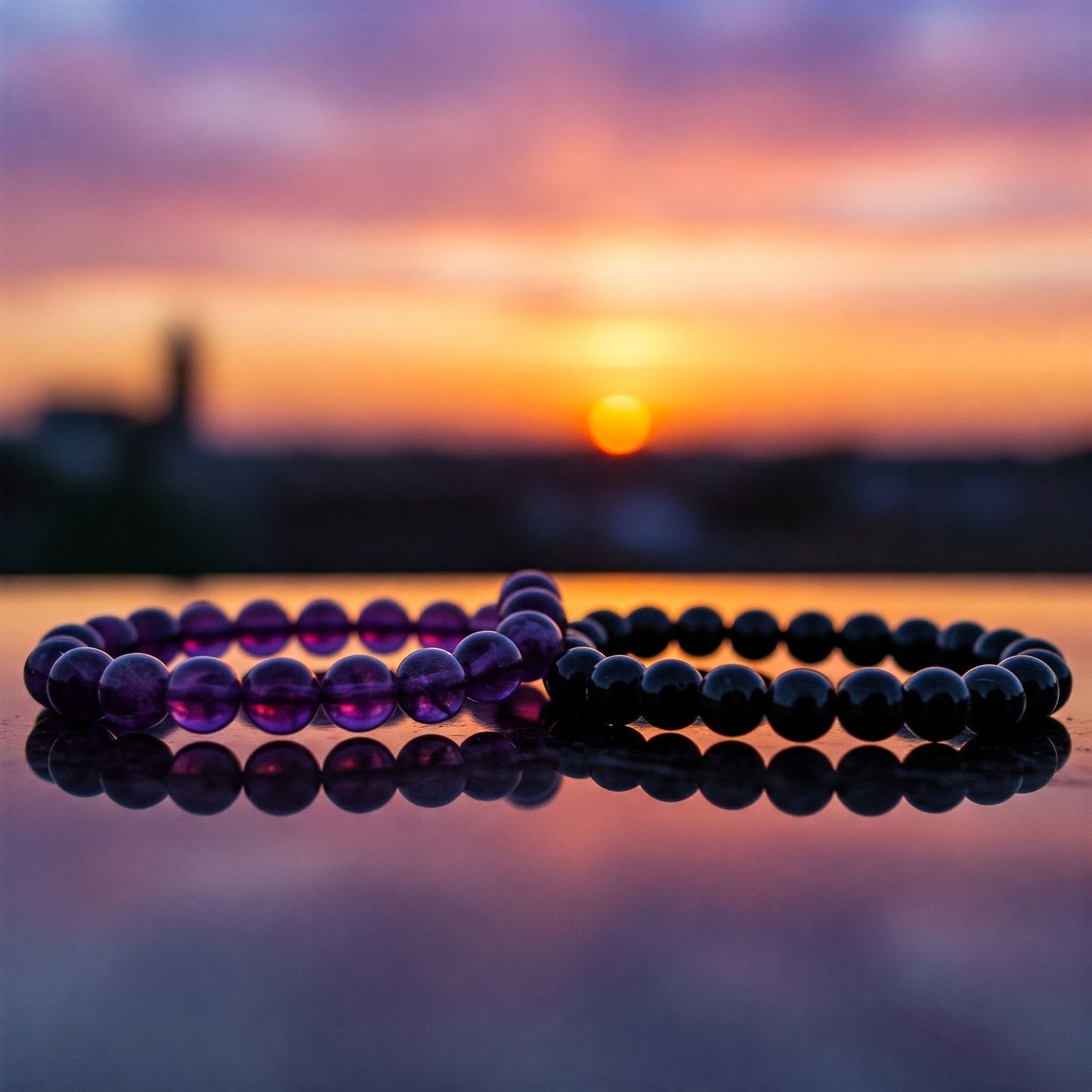 Energised Amethyst Bracelet & Energised Black Tourmaline Bracelet Combo