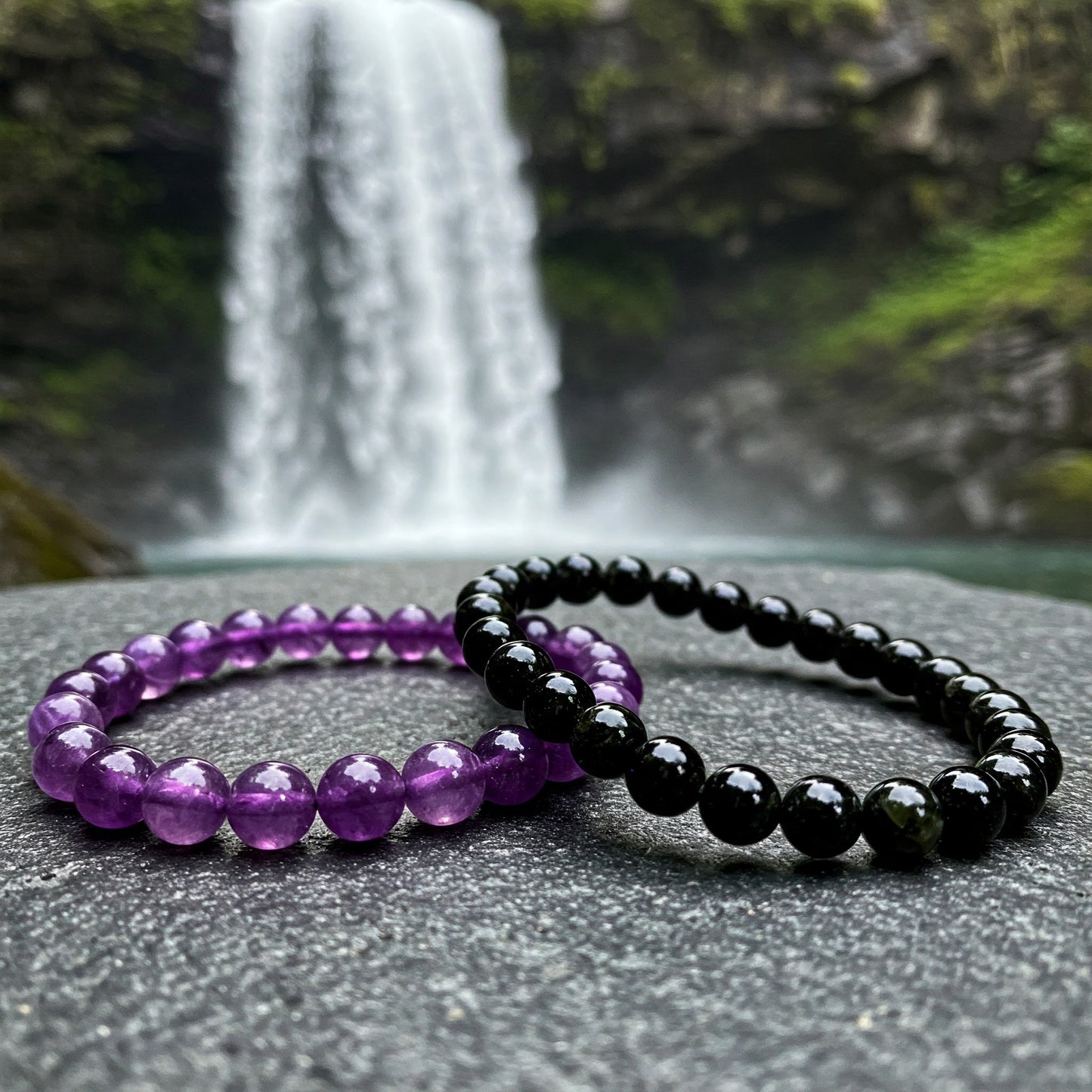 Energised Amethyst Bracelet & Energised Black Tourmaline Bracelet Combo