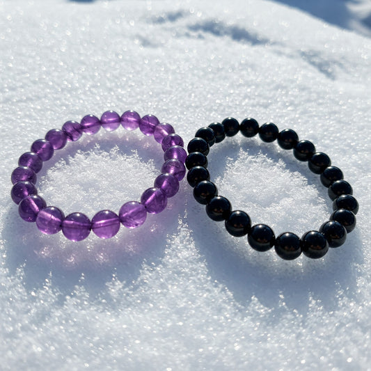 Energised Amethyst Bracelet & Energised Black Tourmaline Bracelet Combo