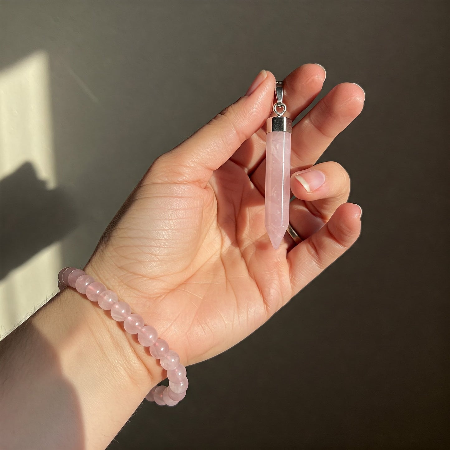 Energised Rose Quartz Bracelet & Pendant Combo