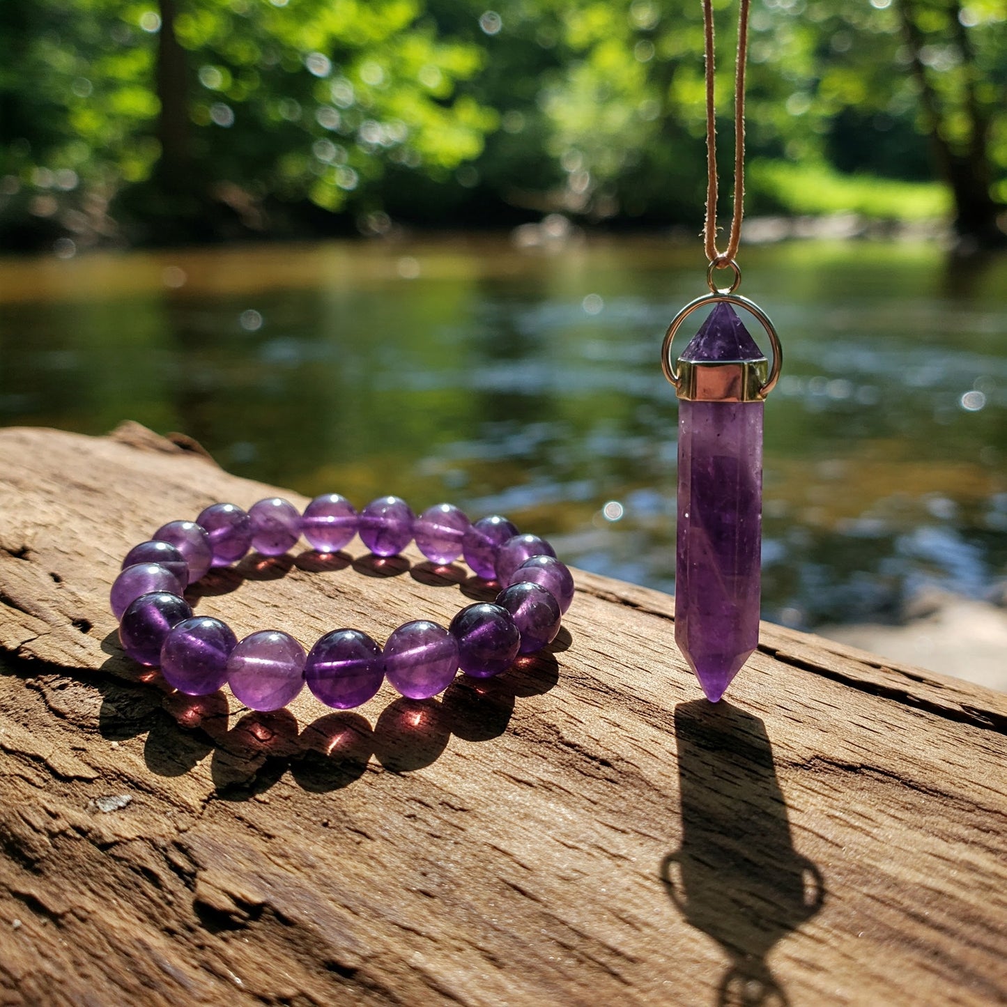 Energised Amethyst Bracelet & Pendant Combo