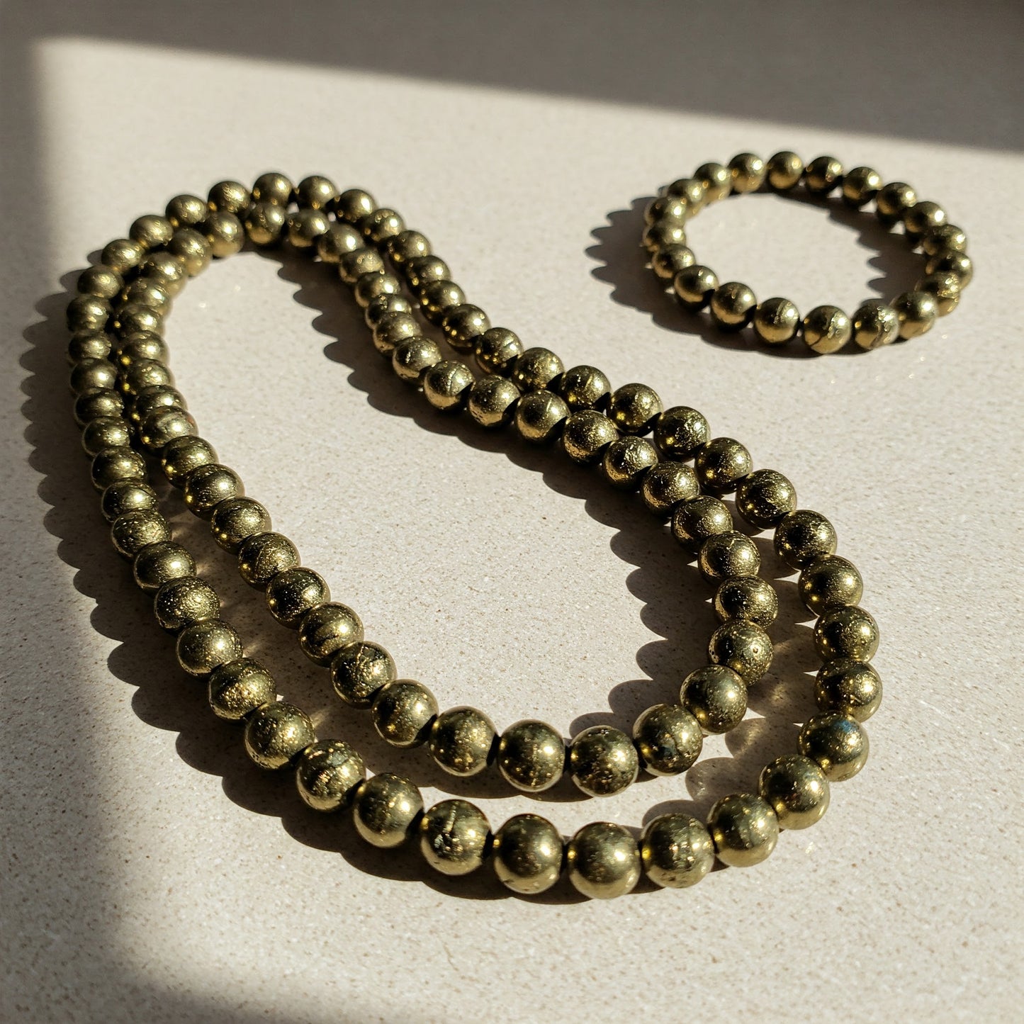 Energised Pyrite Necklace & Bracelet Combo