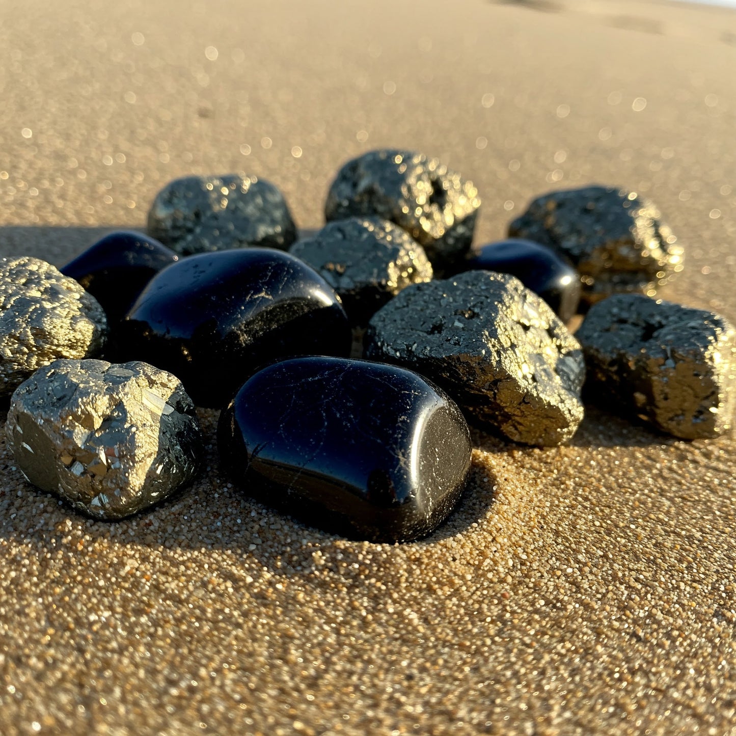 Energised Black Tourmaline & Pyrite Tumble Combo