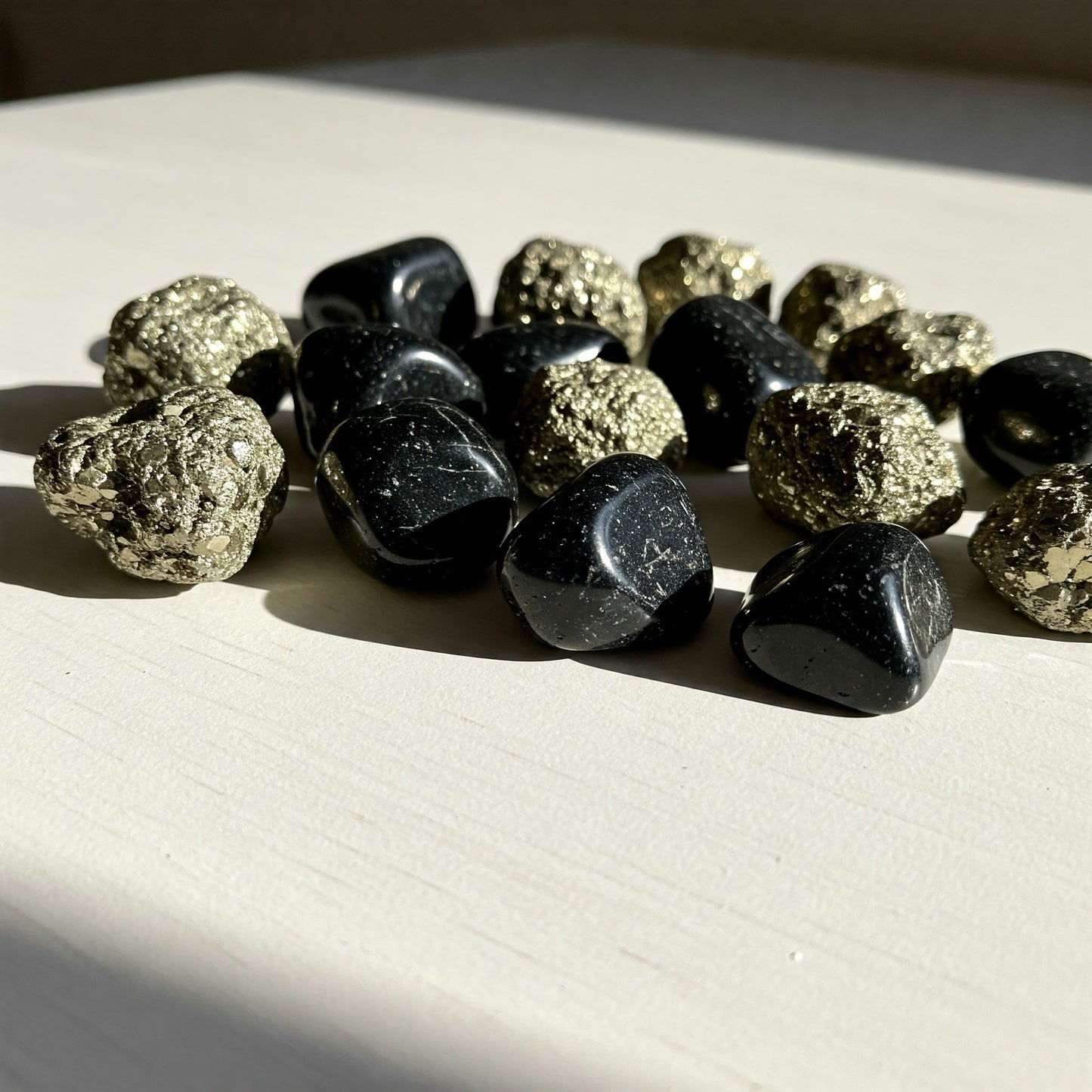 Energised Black Tourmaline & Pyrite Tumble Combo