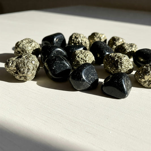 Energised Black Tourmaline & Pyrite Tumble Combo