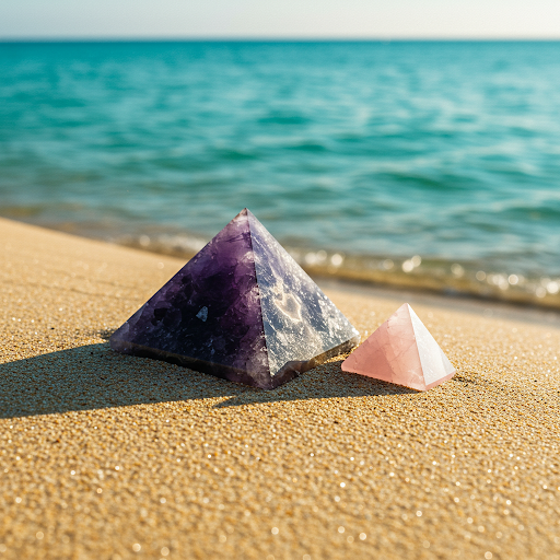 Energised Amethyst & Rose Quartz Pyramid Combo