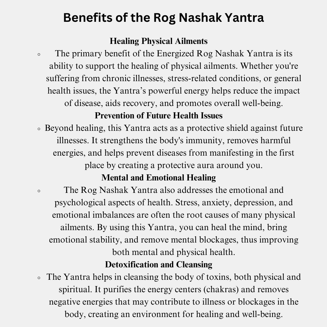 Energised Rog Nashak Yantra