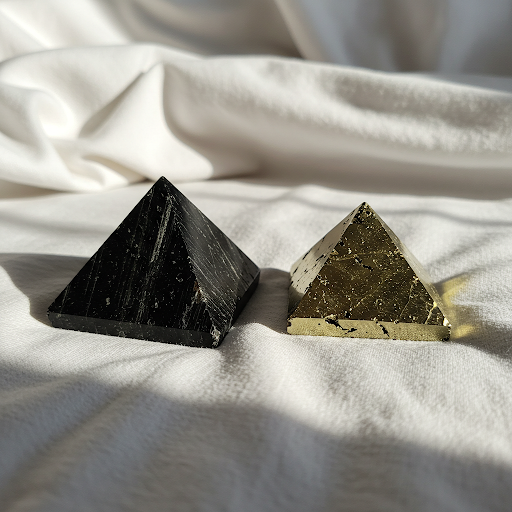 Energised Pyrite & Black Tourmaline Pyramid Combo