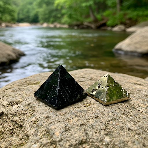 Energised Pyrite & Black Tourmaline Pyramid Combo