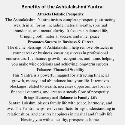 Energised Ashtalakshmi Yantra