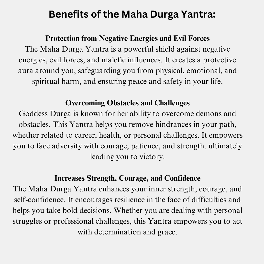 Energised Maha Durga Yantra