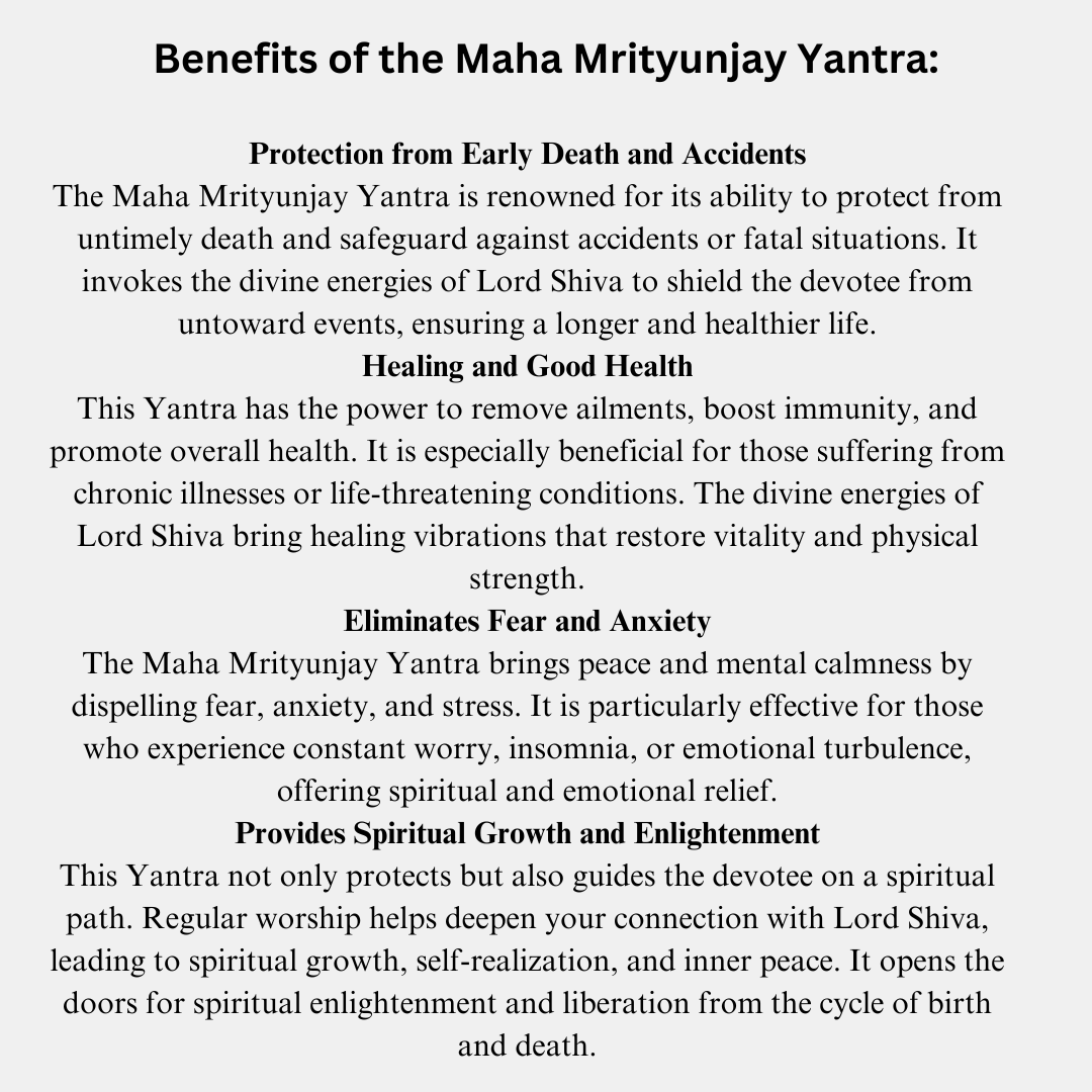 Energised Maha Mrityunjay yantra